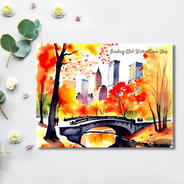 New York park herfst waterverf goede wensen Briefkaart