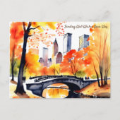 New York park herfst waterverf goede wensen Briefkaart (Voorkant)