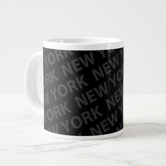 New York Pattern Dark Grey Grote Koffiekop (Links)