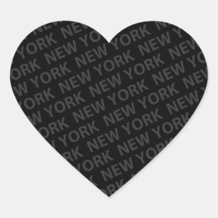 New York Pattern Dark Grey Hart Sticker