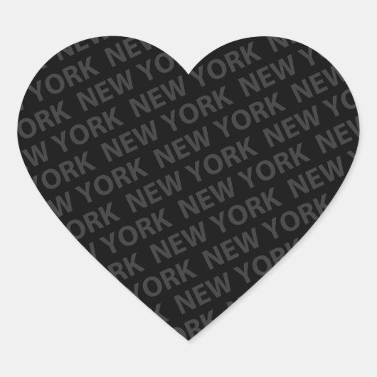 New York Pattern Dark Grey Hart Sticker (Voorkant)