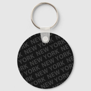 New York Pattern Dark Grey Sleutelhanger