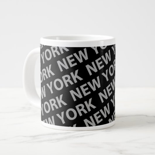 New York Pattern Gray Grote Koffiekop (Links)