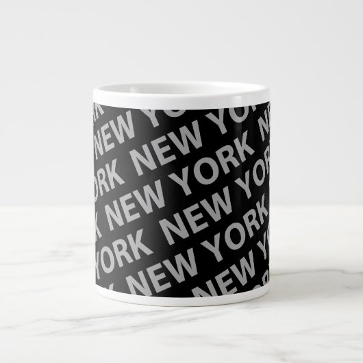 New York Pattern Gray Grote Koffiekop (Voorkant)