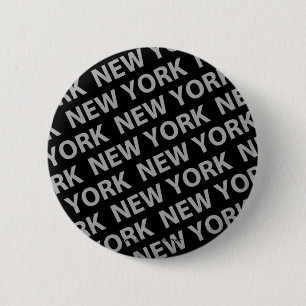 New York Pattern Gray Ronde Button 5,7 Cm