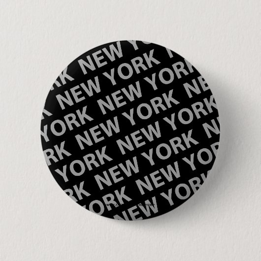 New York Pattern Gray Ronde Button 5,7 Cm (Voorkant)