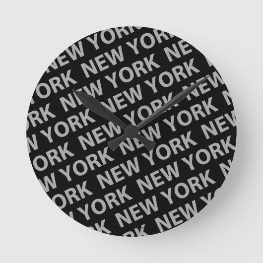 New York Pattern Gray Ronde Klok (Voorkant)