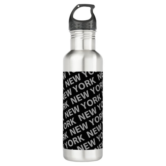New York Pattern Gray Waterfles (Voorkant)