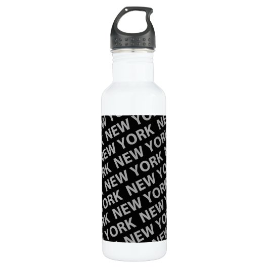 New York Pattern Gray Waterfles (Voorkant)