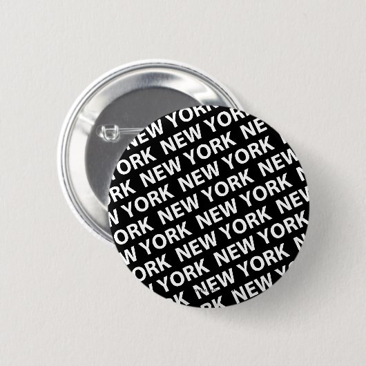 New York Pattern White Ronde Button 5,7 Cm (Voorkant /achterkant)