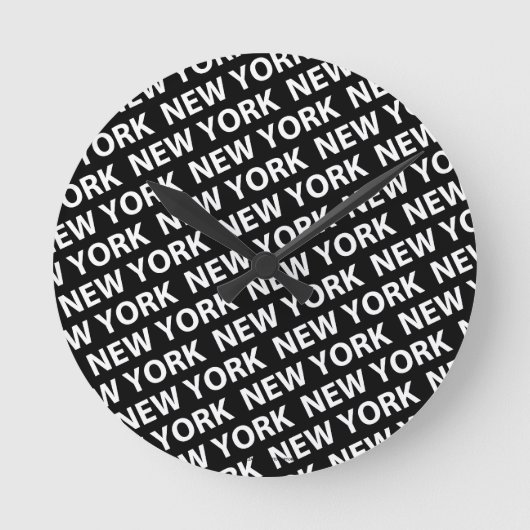 New York Pattern White Ronde Klok (Voorkant)