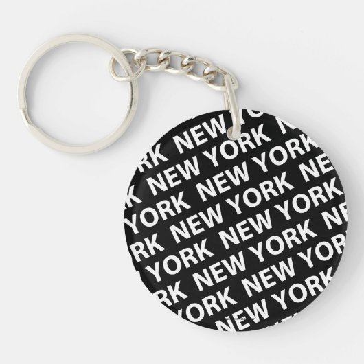New York Pattern White Sleutelhanger (Voorkant)