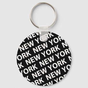 New York Pattern White Sleutelhanger