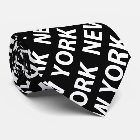 New York Pattern White Stropdas (Opgerold)
