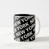 New York Pattern White Tweekleurige Koffiemok (Voorkant rechts)