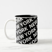 New York Pattern White Tweekleurige Koffiemok (Links)