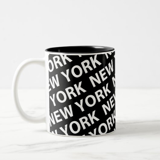 New York Pattern White Tweekleurige Koffiemok (Links)