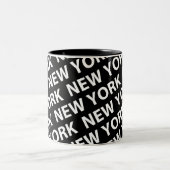 New York Pattern White Tweekleurige Koffiemok (Center)