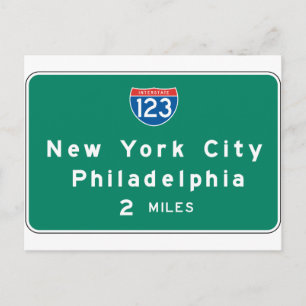 New York Philadelphia Highway Sign Briefkaart