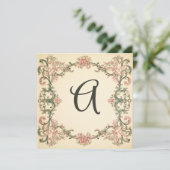 New York Pink & Finch Groene Monogrammed Notecards Feestdagenkaart (Staand voorkant)