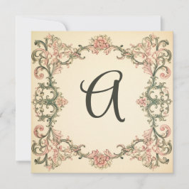 New York Pink & Finch Groene Monogrammed Notecards Feestdagenkaart