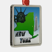 New York plattegrond, Standbeeld van de Vrijheid,  Metalen Ornament (Rechts)