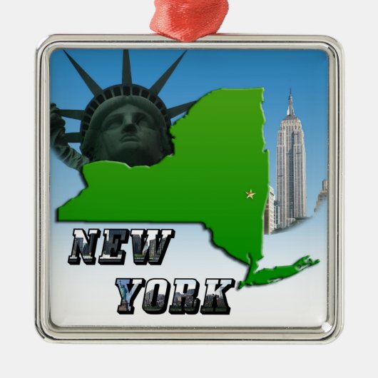 New York plattegrond, Standbeeld van de Vrijheid,  Metalen Ornament (Voorkant)