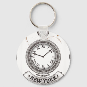 New York Pocket Watch Button Sleutelhanger