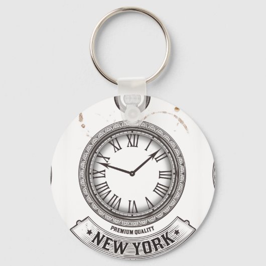 New York Pocket Watch Button Sleutelhanger (Voorkant)