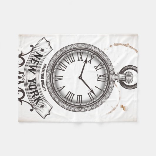 New York Pocket Watch Fleece Deken (Voorkant (Horizontaal))
