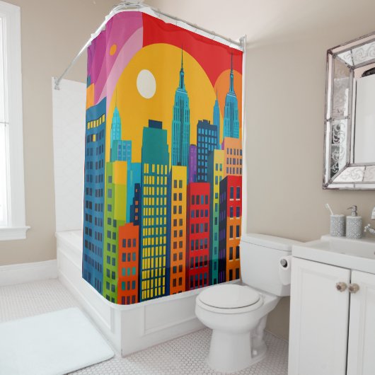 New York Pop Art Douchegordijn (In situ)