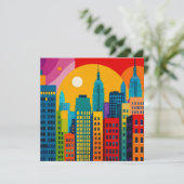 New York Pop Art Feestdagenkaart (Staand voorkant)