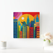 New York Pop Art Vierkante Klok (Huis)