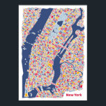 New York Poster<br><div class="desc">The illustrated city map poster of New York contains among Manhattan other famous New York attractions like the Statue of Liberty,  Brooklyn Bridge,  Central Park,  the Guggenheim and the Empire State Building.  The print is part of the award winning city map series by Vianina.</div>