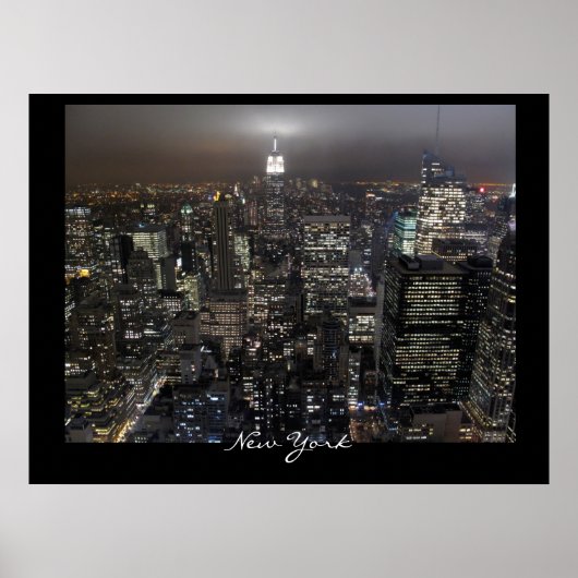 New York Poster Cityscape New York Night Print (Voorkant)