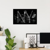 New York Poster Cityscape New York Night Print (Thuiskantoor)