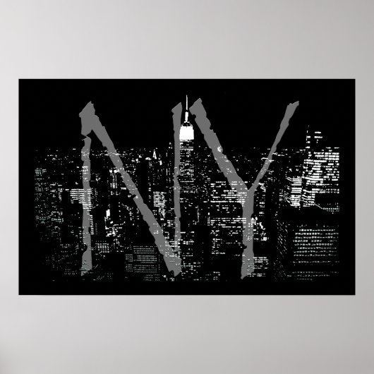 New York Poster Cityscape New York Night Print (Voorkant)