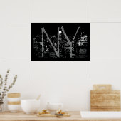 New York Poster Cityscape New York Night Print (Keuken)