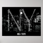 New York Poster Cityscape New York Night Print (Voorkant)