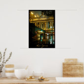 New York Poster Cityscape New York Night Print (Keuken)