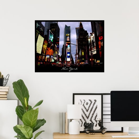 New York Poster Cityscape Times Square Night Print (Thuiskantoor)