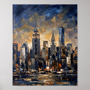 New York Poster Luxe Abstracte Olie Schilderij