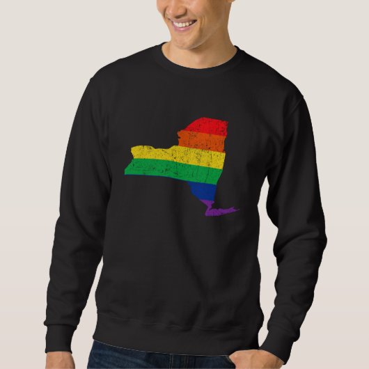 New York Pride Rainbow Flag Map Gay Lesbian LGBT S Trui (Voorkant)