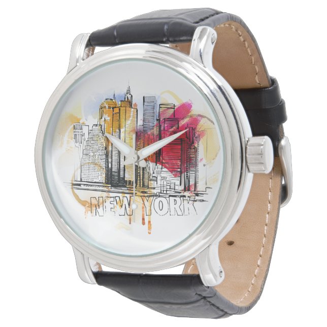 New York print eWatch Horloge (Gekanteld)