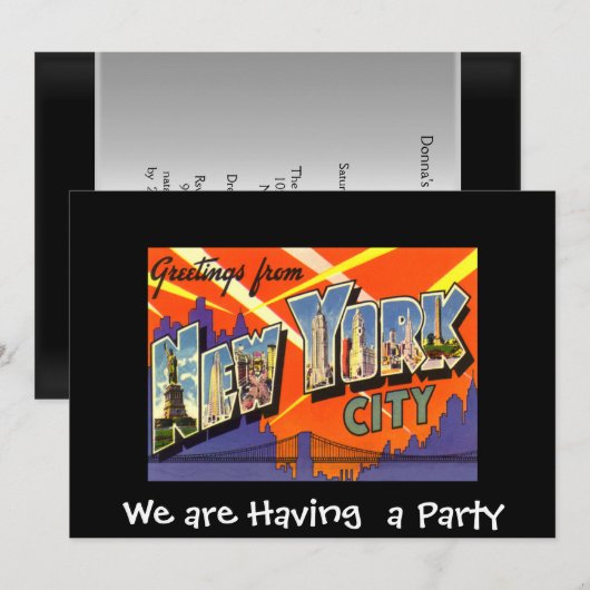 New York Private Party Invitation Kaart (Voorkant / Achterkant)