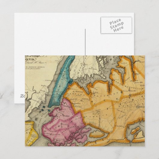 New York, Queens, Kings, Richmond counties Briefkaart (Voorkant / Achterkant)