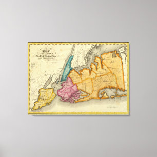 New York, Queens, Kings, Richmond counties Canvas Afdruk