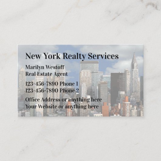 New York Real Estate Agent Visitekaartje (Voorkant)