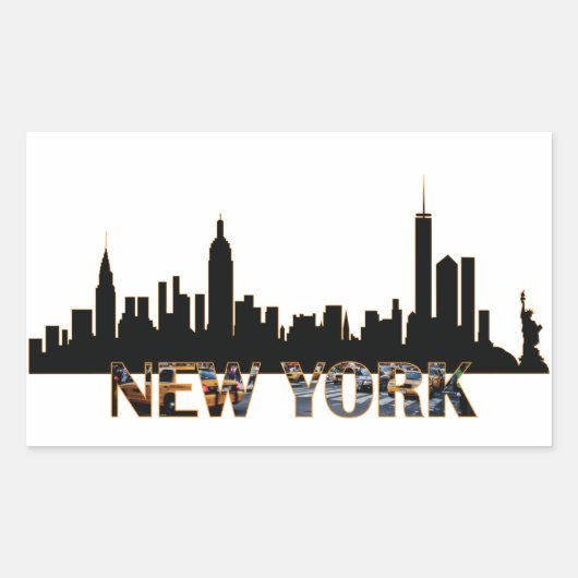 New York Rechthoekige Sticker (Voorkant)