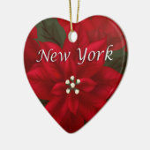 New York Red Poinsettia Heart Keepomwille Ornament (Links)